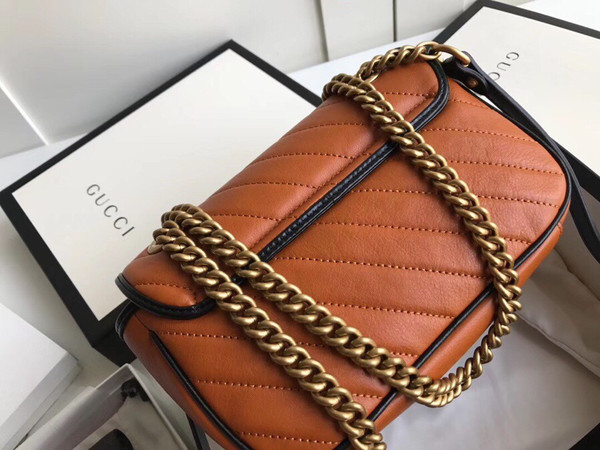 Gucci GG Marmont small top handle bag Cognac Leather