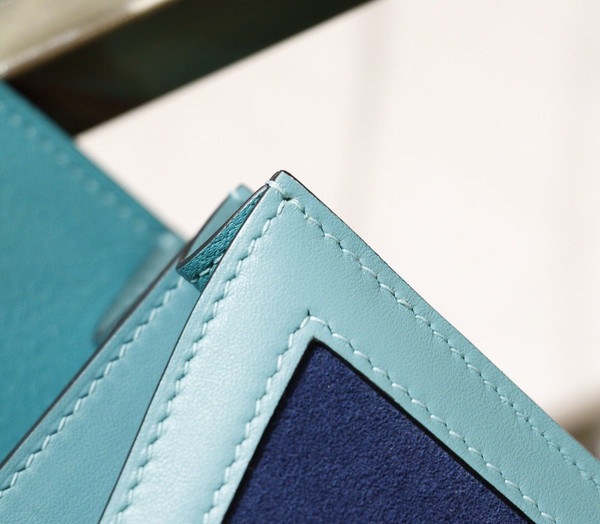 Hermes Special Order Constance Veau Doblis Suede 7F Blue Paon/R2 Blue Agate  19cm