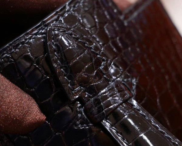 Hermès Shiny Black Alligator Kelly Pochette
