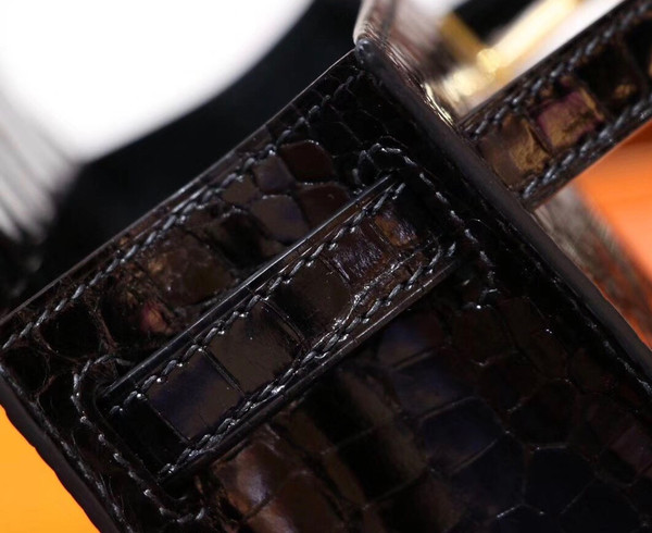 Hermès Shiny Black Alligator Kelly Pochette