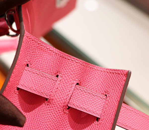 Hermès 8W Rose Azalee  Kelly 28  Epsom Palladium Hardware
