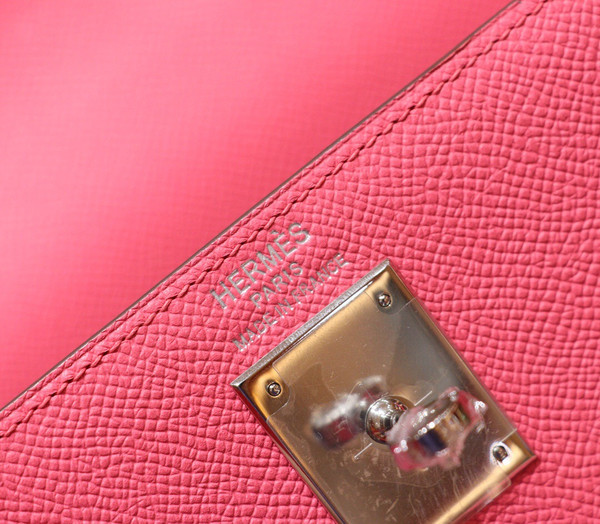 Hermès 8W Rose Azalee  Kelly 28  Epsom Palladium Hardware