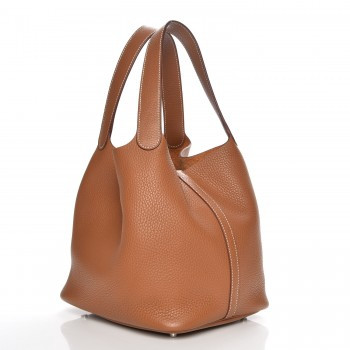 HERMES Taurillon Clemence Picotin Lock 22 CM Gold Hardware