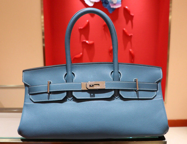 Hermes 75 Bleu Jean Togo Shoulder Birkin JPG 42cm