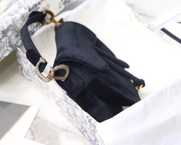 Christian Dior MINI SADDLE VELVET BAG  BLACK