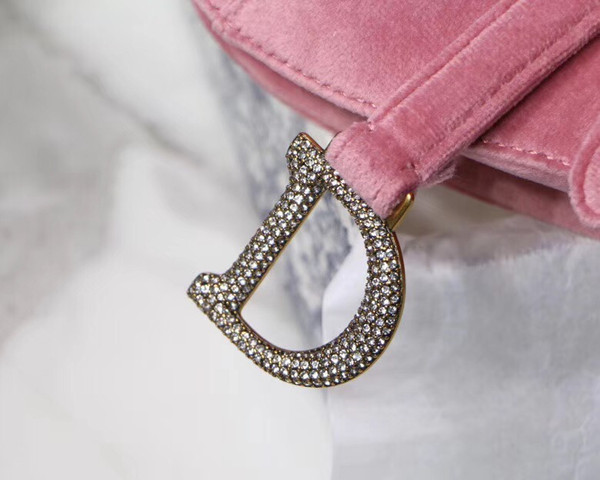 Christian Dior MINI SADDLE VELVET BAG PINK