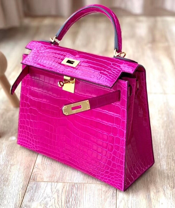 Hermes J5 Rose Scheherazade Kelly 28 Crocodile Niloticus 28