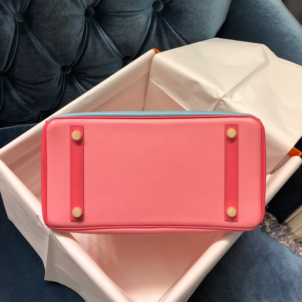 Hermes Special Order Tri-Colour  Rose Confetti, Rose Tyrien, Celest  Birkin 30 cm Epsom Gold   Hardware