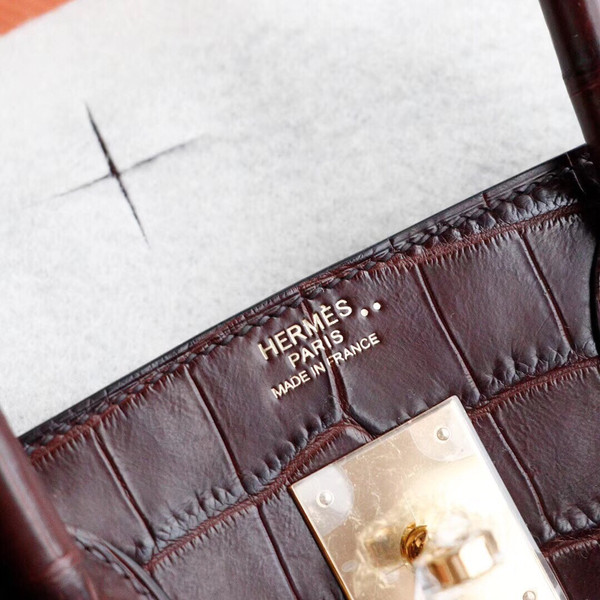 Hermes Chocolate Birkin 30 in Niloticus Crocodile with Palladium hardware