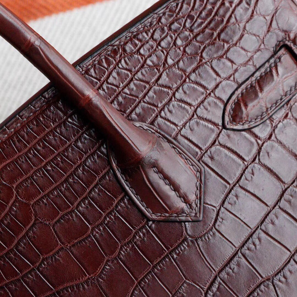 Hermes Chocolate Birkin 30 in Niloticus Crocodile with Palladium hardware