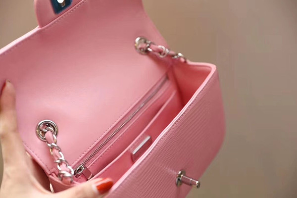 Chanel Sakura Pink Lizard Classic Mini Flap Bag with Silver Hardware