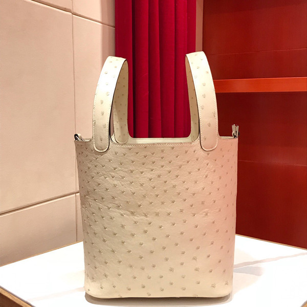 Hermes  Picotin Lock 23 Ostrich Leather Bag 3C Wool