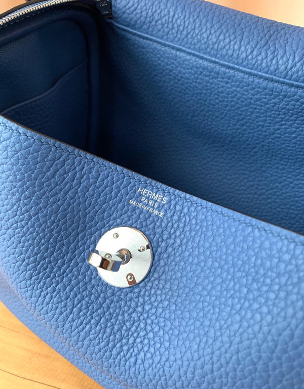 Hermes Lindy 75 Blue Jean  Togo Palladium Hardware