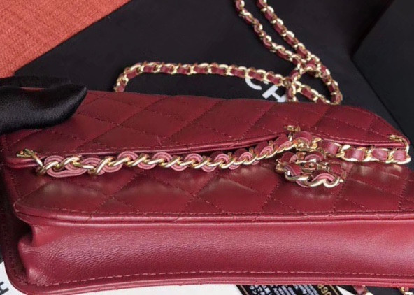 Chanel Wallet On Chain with charm Burgundy