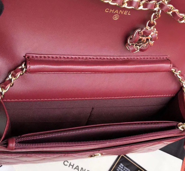 Chanel Wallet On Chain with charm Burgundy
