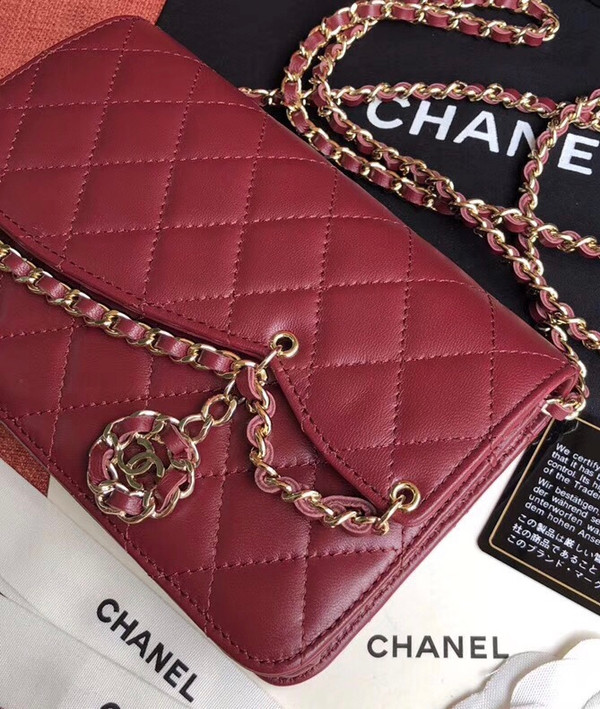 Chanel Wallet On Chain with charm Burgundy