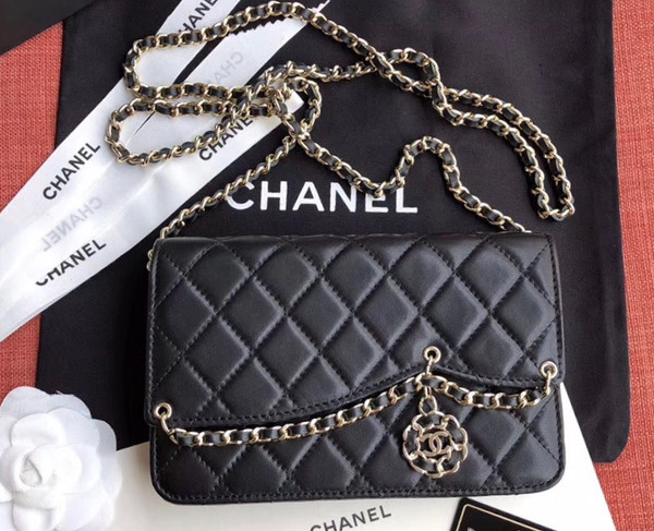 Chanel Wallet On Chain with charm Black
