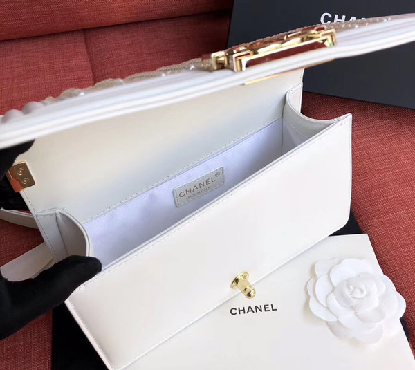 Chanel  BOY CHANEL Handbag With Imitation Pearls White