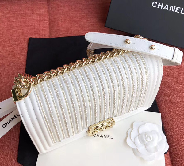 Chanel  BOY CHANEL Handbag With Imitation Pearls White