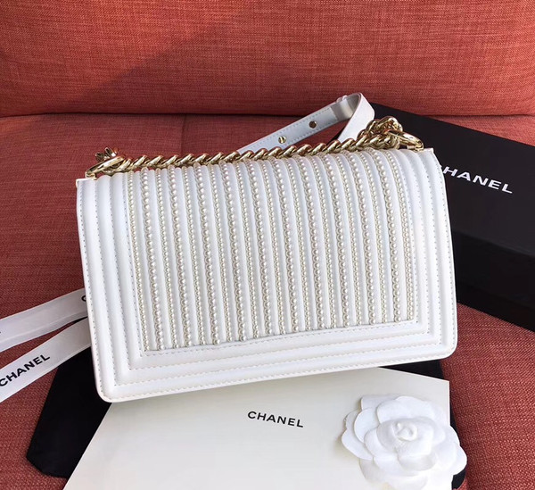 Chanel  BOY CHANEL Handbag With Imitation Pearls White