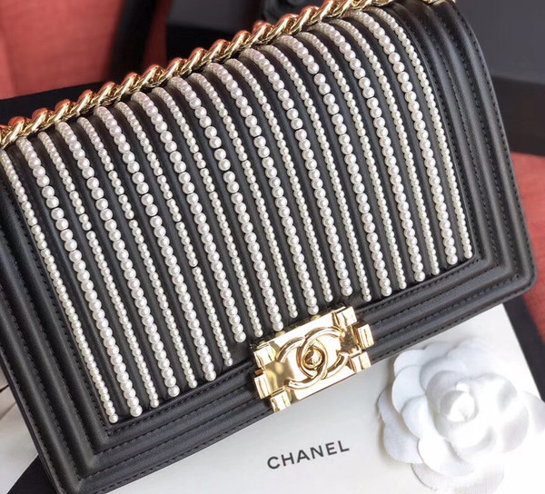Chanel  BOY CHANEL Handbag With Imitation Pearls Black