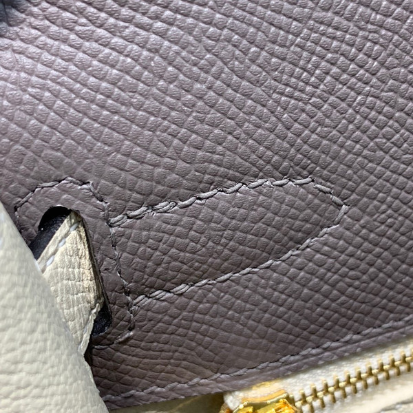 Hermes Special Order Horseshoe Bi-Colours Etain / Craie Kelly 28 cm Epsom Gold Hardware