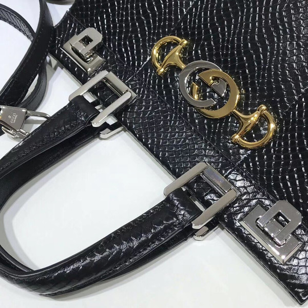 Gucci Zumi snakeskin medium top handle bag