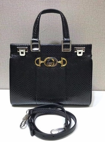 Gucci Zumi snakeskin medium top handle bag