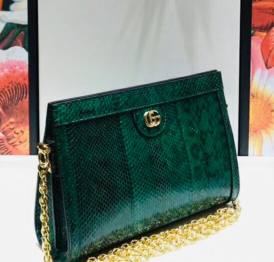 Gucci Ophidia small snakeskin shoulder bag Green