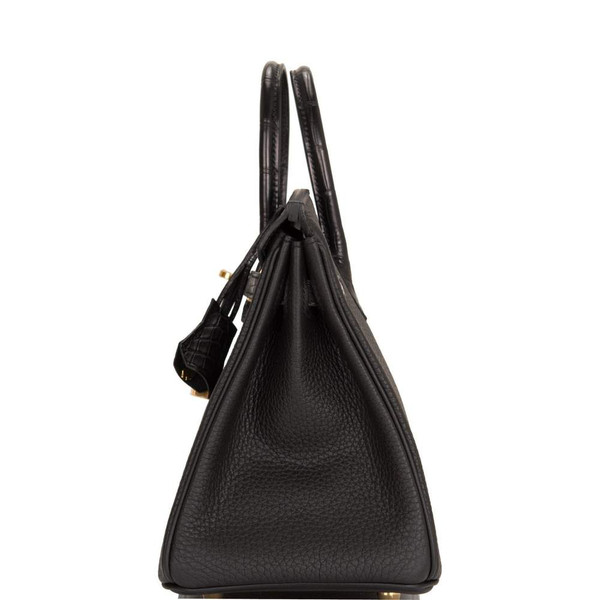 Hermès Black Matte Alligator/Togo Birkin Touch 25cm Gold Hardware