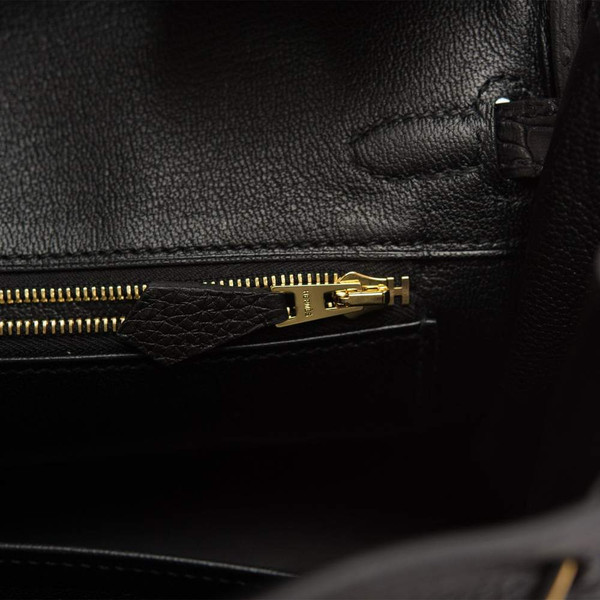 Hermès Black Matte Alligator/Togo Birkin Touch 25cm Gold Hardware