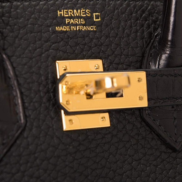 Hermès Black Matte Alligator/Togo Birkin Touch 25cm Gold Hardware