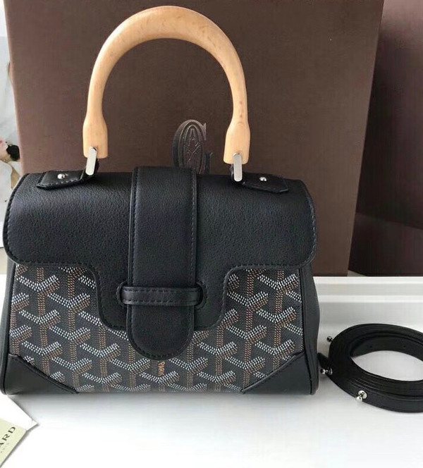 Goyard Saigon Mini  Leather Cross Body Bag Black