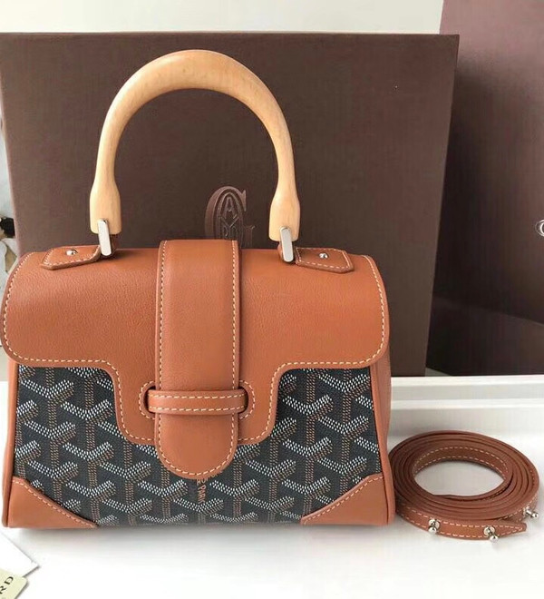 Goyard Saigon Mini  Leather Cross Body Bag Brown