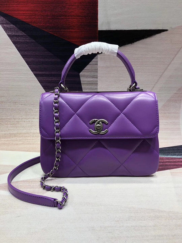 Chanel Small Flap Bag With Top Handle A92236 Purple