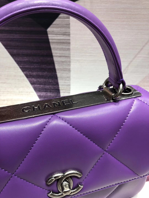 Chanel Small Flap Bag With Top Handle A92236 Purple