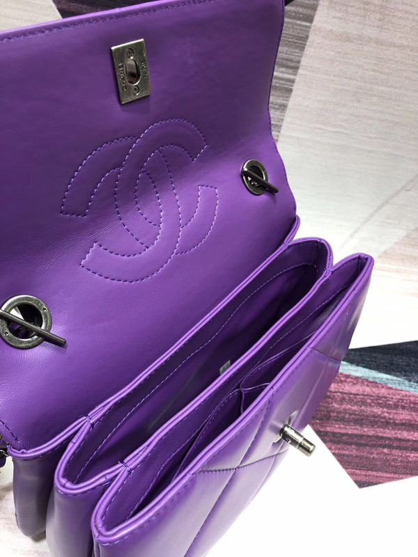 Chanel Small Flap Bag With Top Handle A92236 Purple