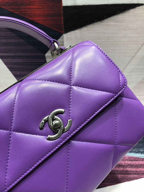 Chanel Small Flap Bag With Top Handle A92236 Purple