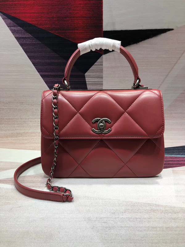 Chanel Small Flap Bag With Top Handle A92236 Dark Pink