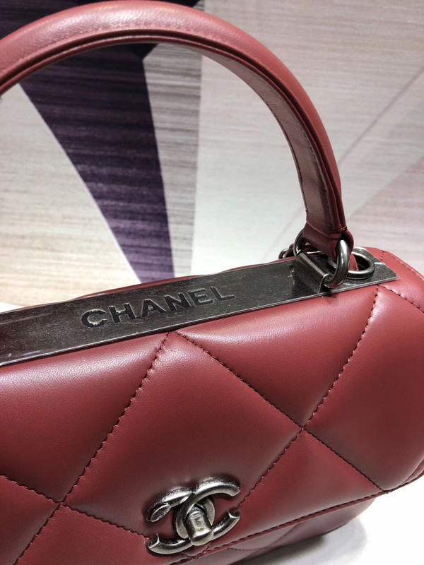 Chanel Small Flap Bag With Top Handle A92236 Dark Pink