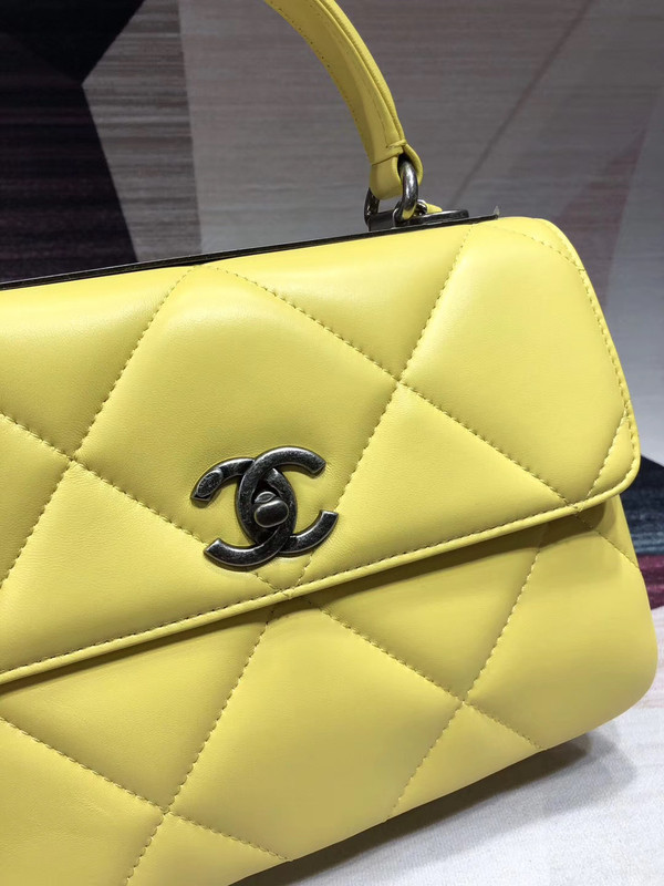 Chanel Small Flap Bag With Top Handle A92236 Yellow