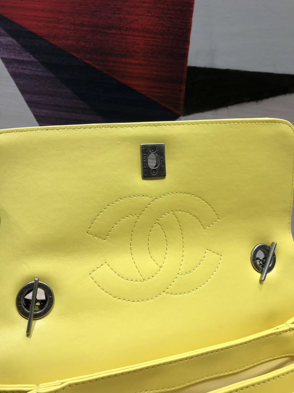 Chanel Small Flap Bag With Top Handle A92236 Yellow