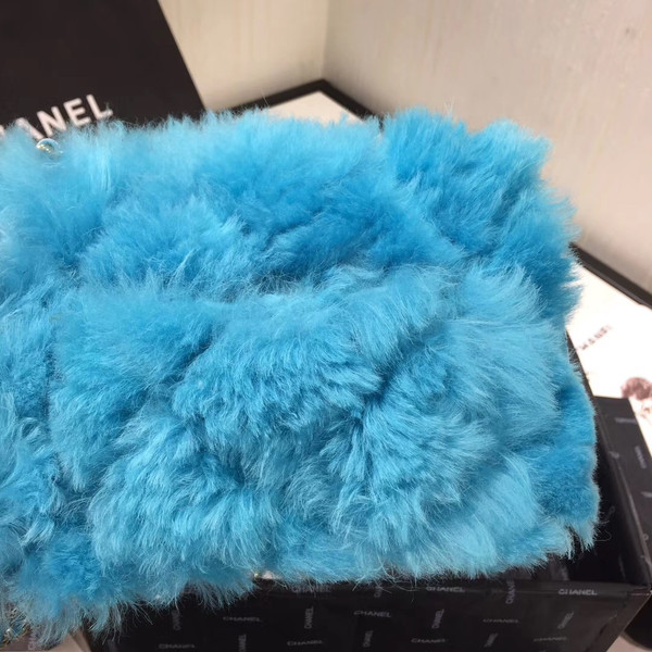 Chanel Small Shearling Lambskin Flap Bag Blue