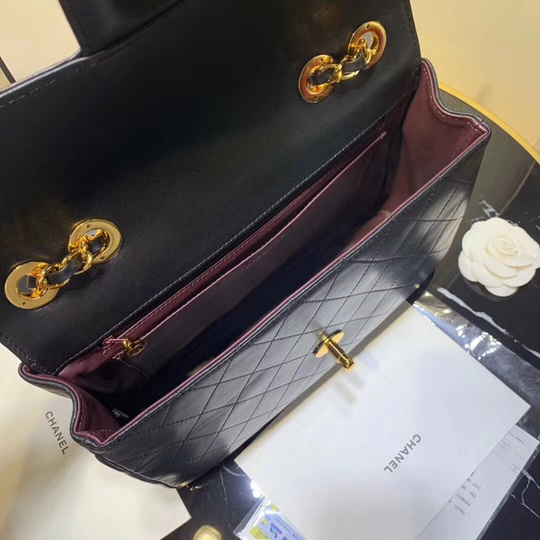Chanel Vintage Retro Classic Flap XL Quilted Jumbo Large CC Logo GHW Black Lambskin Leather Cross Body Bag