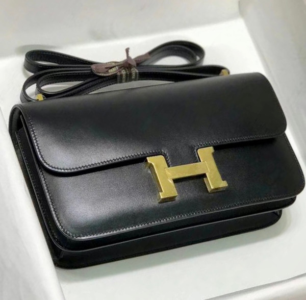 Hermes Constance 25cm Black Box Leather Shoulder Bag