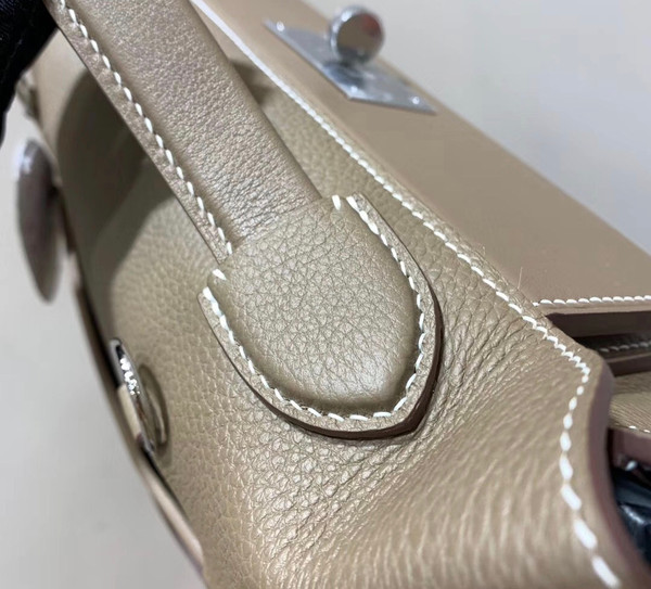 Hermes Kelly 24/24 Etoupe Swift & Togo Leather with Palladium Hardware