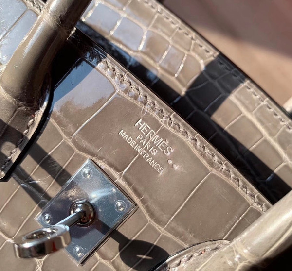 Hermes GRIS TOURTERELLE Birkin Bag 25cm Niloticus Crocodile Palladium Hardware