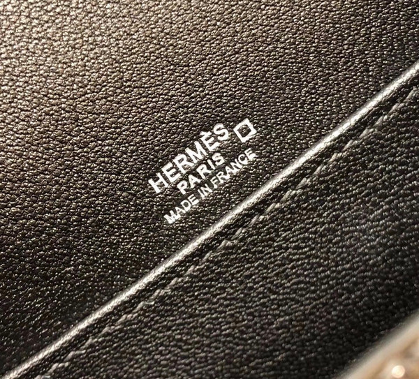 Hermes Noir Shiny Alligator PHW Roulis Mini 18/19 Handbag