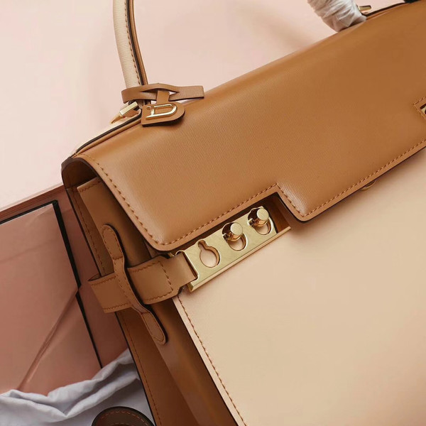 DELVAUX Tempête MM Box Leather Satchel Bi-coloured
