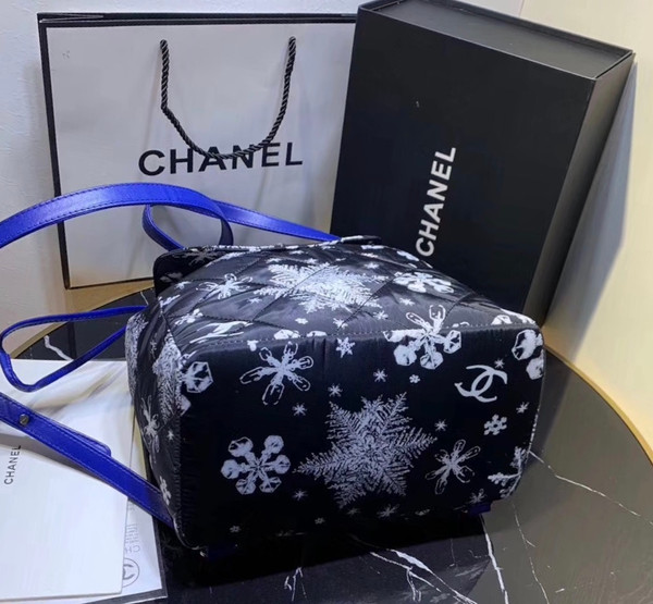 Chanel Printed Canvas  Backpack  Black